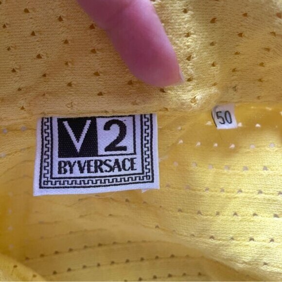 Vintage Versace Yellow Short Sleeve Polo Shirt - 50/XL, made in Italy 🇮🇹 - Picture 8 of 12
